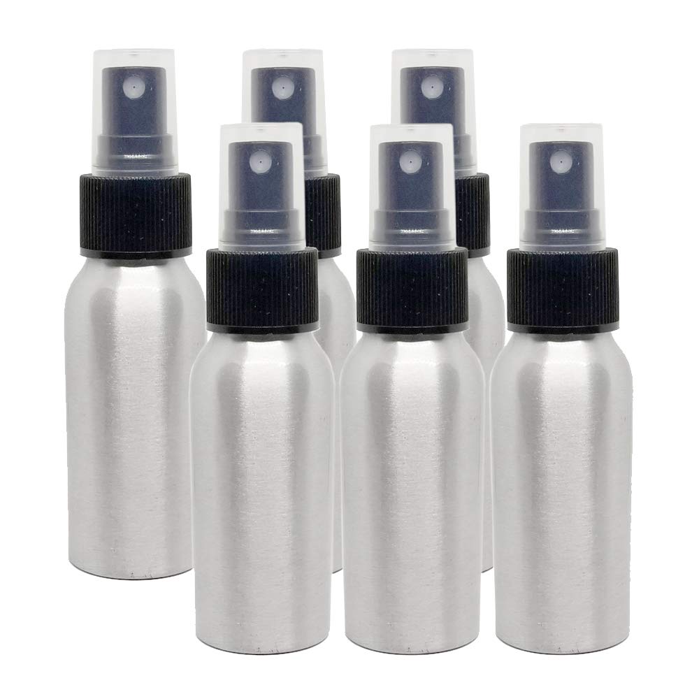 2 fl oz Aluminum Bottle with Black Spray Cap (6 Pack)