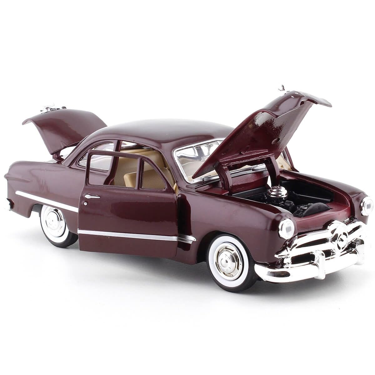 1949 Ford Coupe, Burgundy - Motormax Premium American 73213 - 1/24 Scale Diecast Model Car,unisex-children