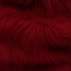 faux fake fur long pile luxury shaggy/craft, sewing, cosplay, costume, decorations / 60" wide/sold by the yard (dark red, shaggy 1.5" pile)