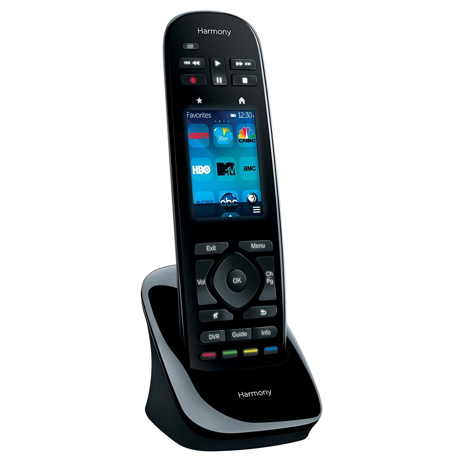 Logitech Harmony Remote with Customizable Touch Screen and Closed Cabinet RF Control - Black (Renewed)