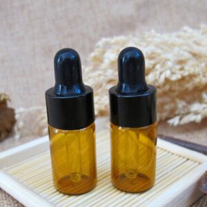 3ml 10pcs Amber Glass Essential Oil Bottles and Eyed Dropper Black Caps (3ml)