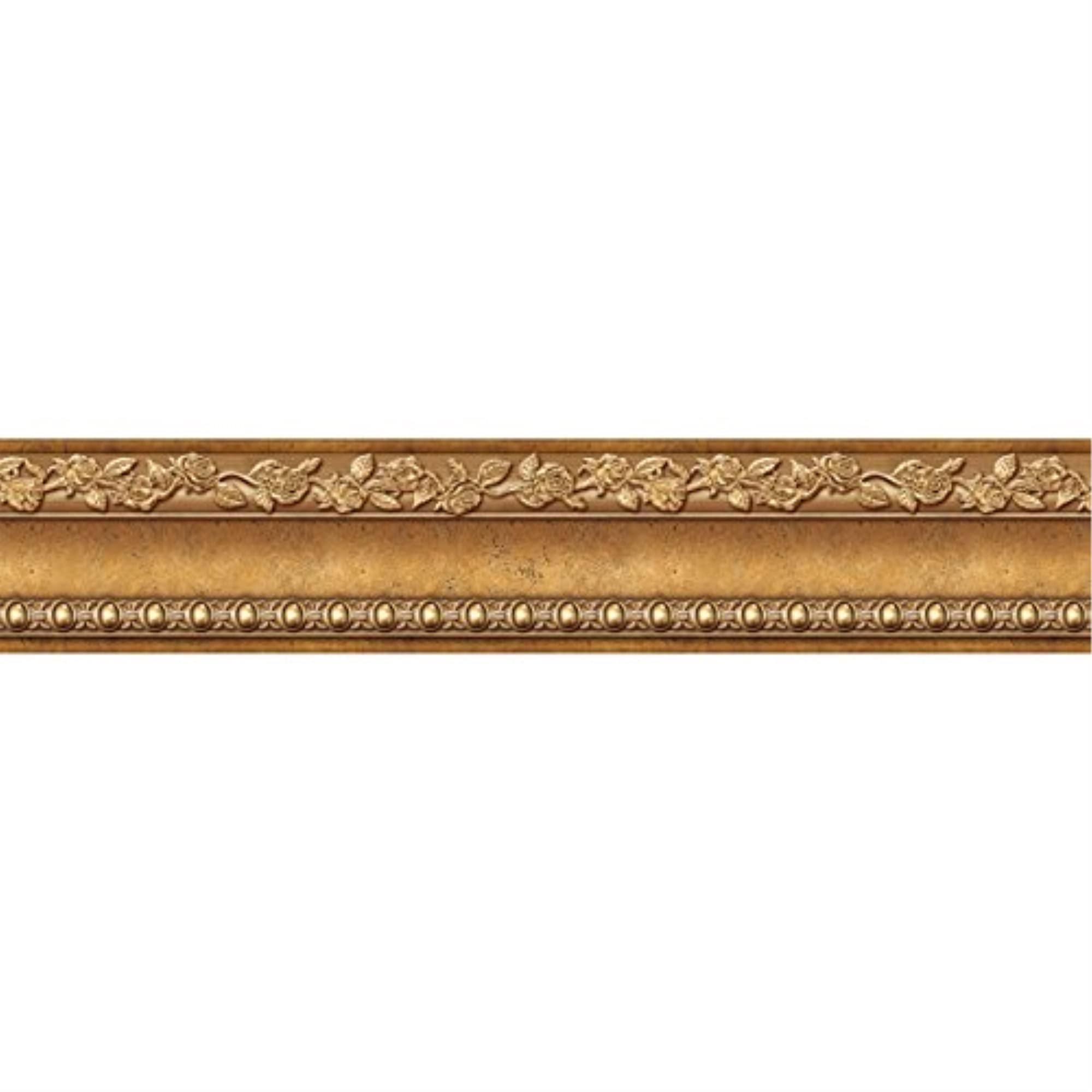 soikoi Flower Molding Peel and Stick Wall Border Easy to Apply (Gold Brown)