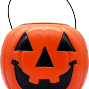 Halloween Pumpkin Jack O' Lantern Candy Bucket (Orange)