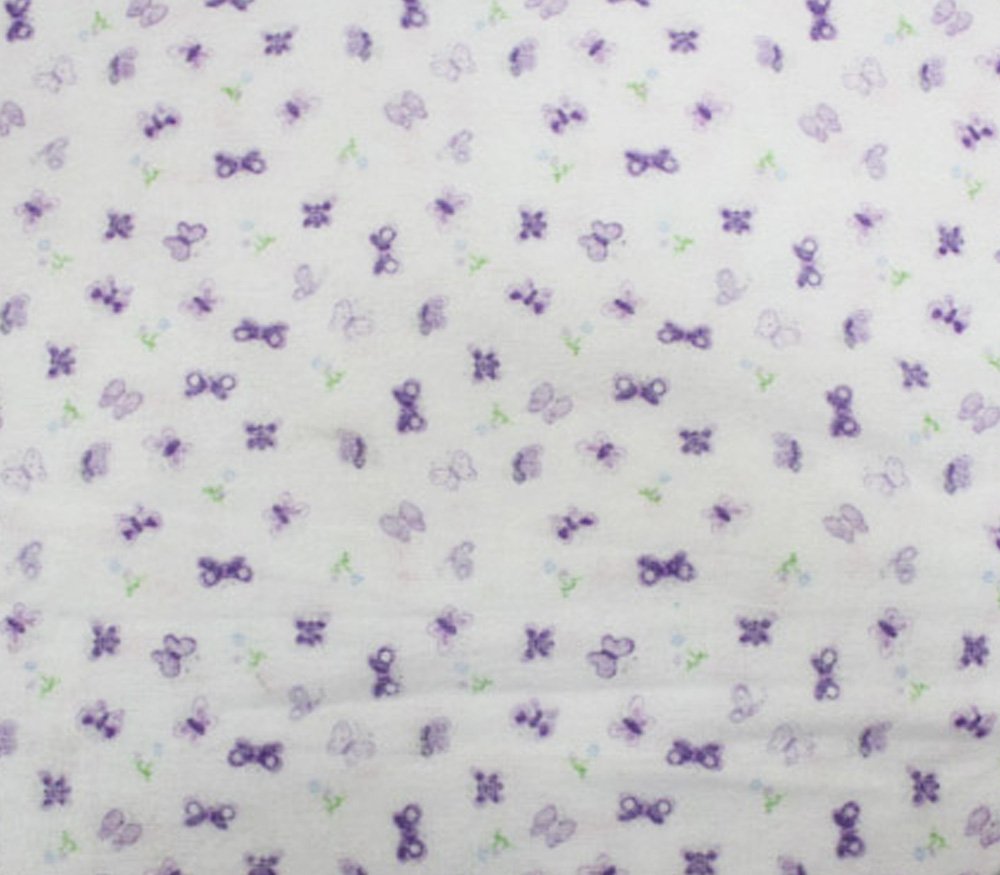 Cotton Flannel Fabric Butterfly Purple / 45" Wide/Sold by The Yard