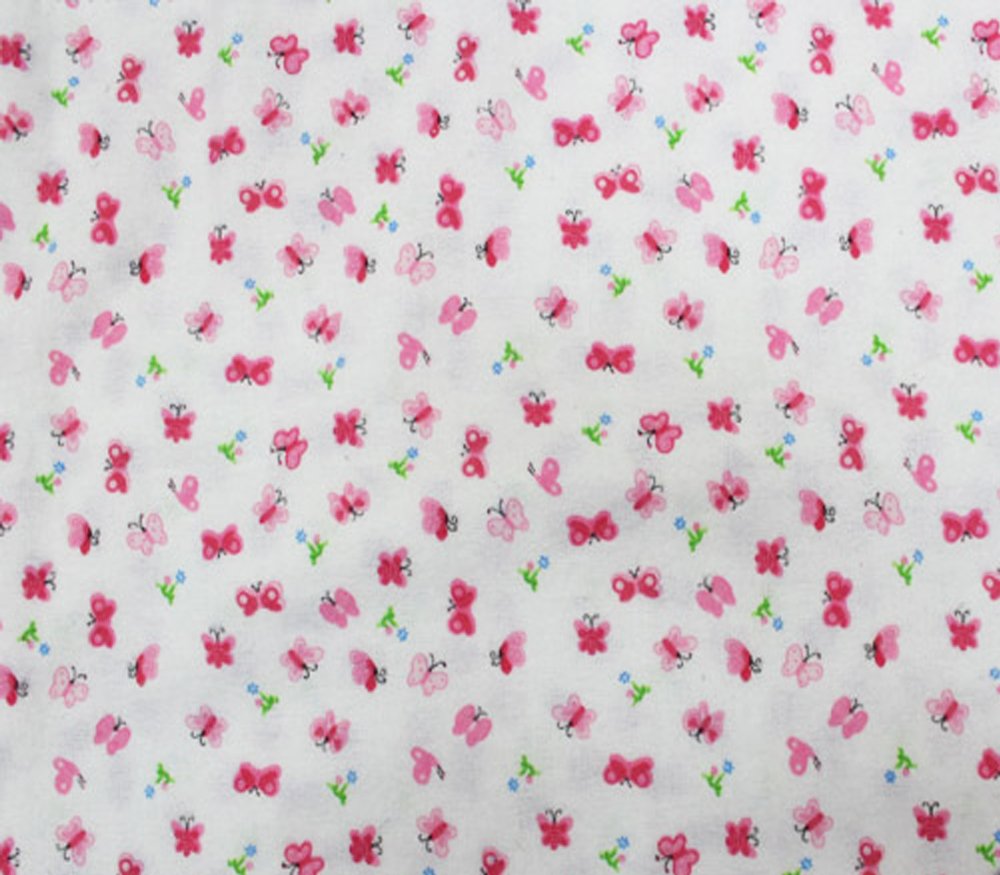 Cotton Flannel Fabric Butterfly Pink / 45" Wide/Sold by The Yard