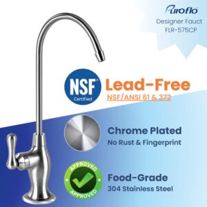 Puroflo Chrome Reverse Osmosis Faucet, NSF Certified Lead-Free Drinking Water Faucet for Under Sink Water Filtration System and RO System, Non-Air Gap Chrome RO Faucet, Filtered Water Faucet FLR-575CP