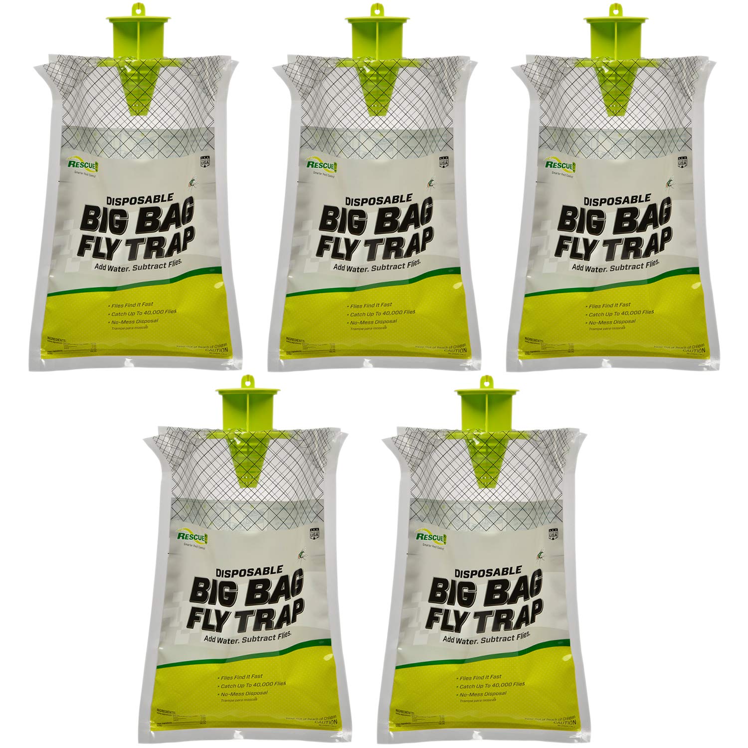 RESCUE! Big Bag Fly Trap – Disposable, Outdoor Use - 5 Traps