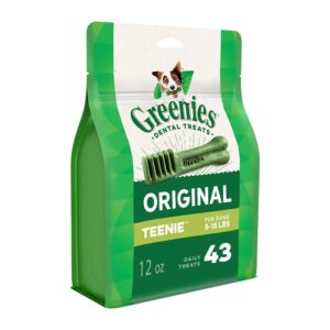 greenies dental dog treats teenie size, original flavor (12 ounces. 43 treats)