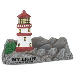 Lighthouse Christian Products Your Word is A Lamp to Guide Me Grey 4 x 5 Cast Stone Collectible Figurine