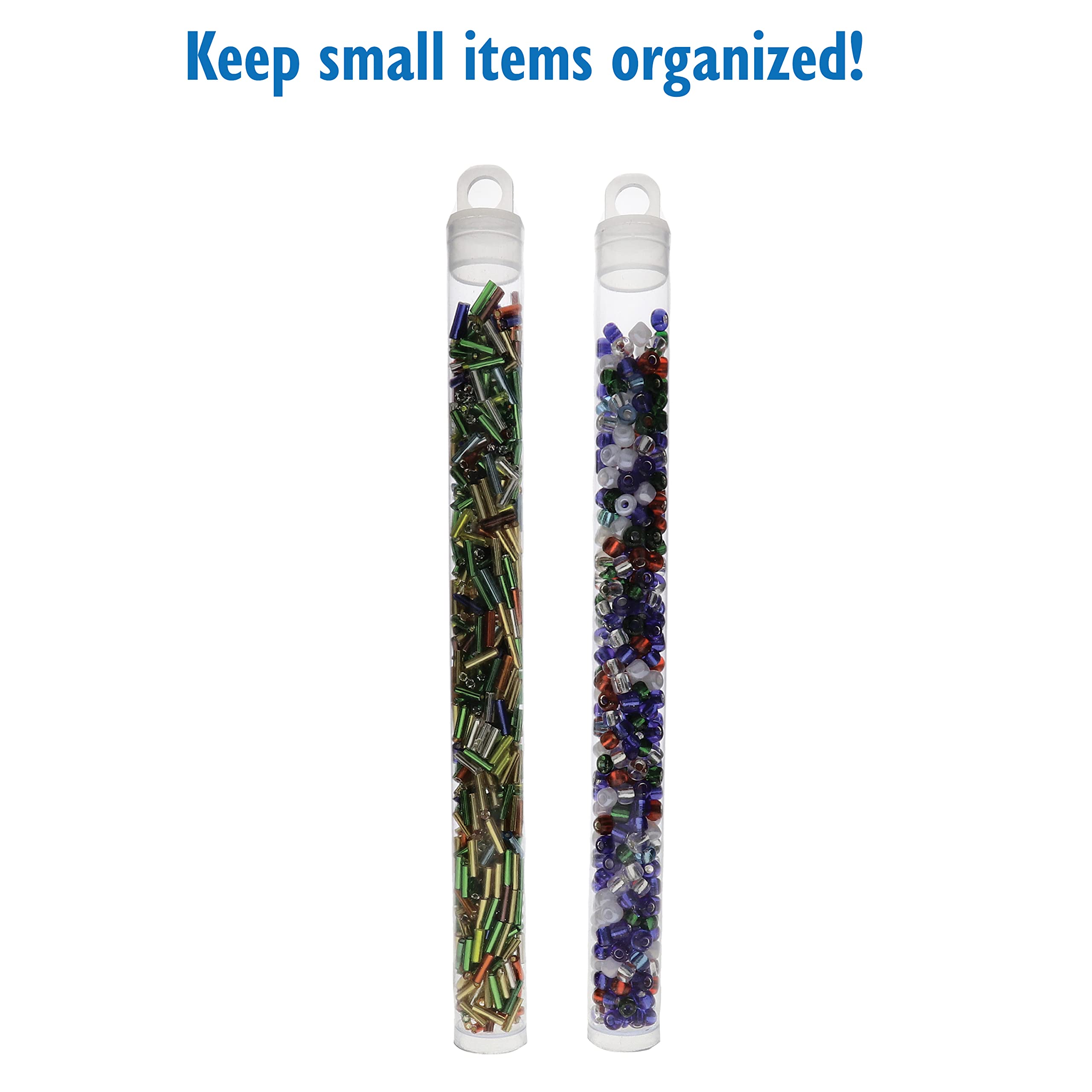 The Beadsmith Clear Plastic Tubes - 6-Inch-Long Round Tubes, 9/16 Inches in Diameter - Friction Hanging Caps - Use for Beads, Bath Salts, Wedding & Party Favors, Home or Office Storage - Bag of 100