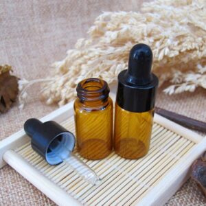 3ml 10pcs Amber Glass Essential Oil Bottles and Eyed Dropper Black Caps (3ml)