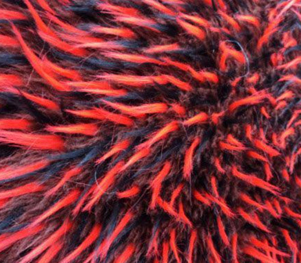 Faux Fake Fur Fabric Long Pile 3 Tone Spike Brown Red Black / 60" Wide/Sold by The Yard