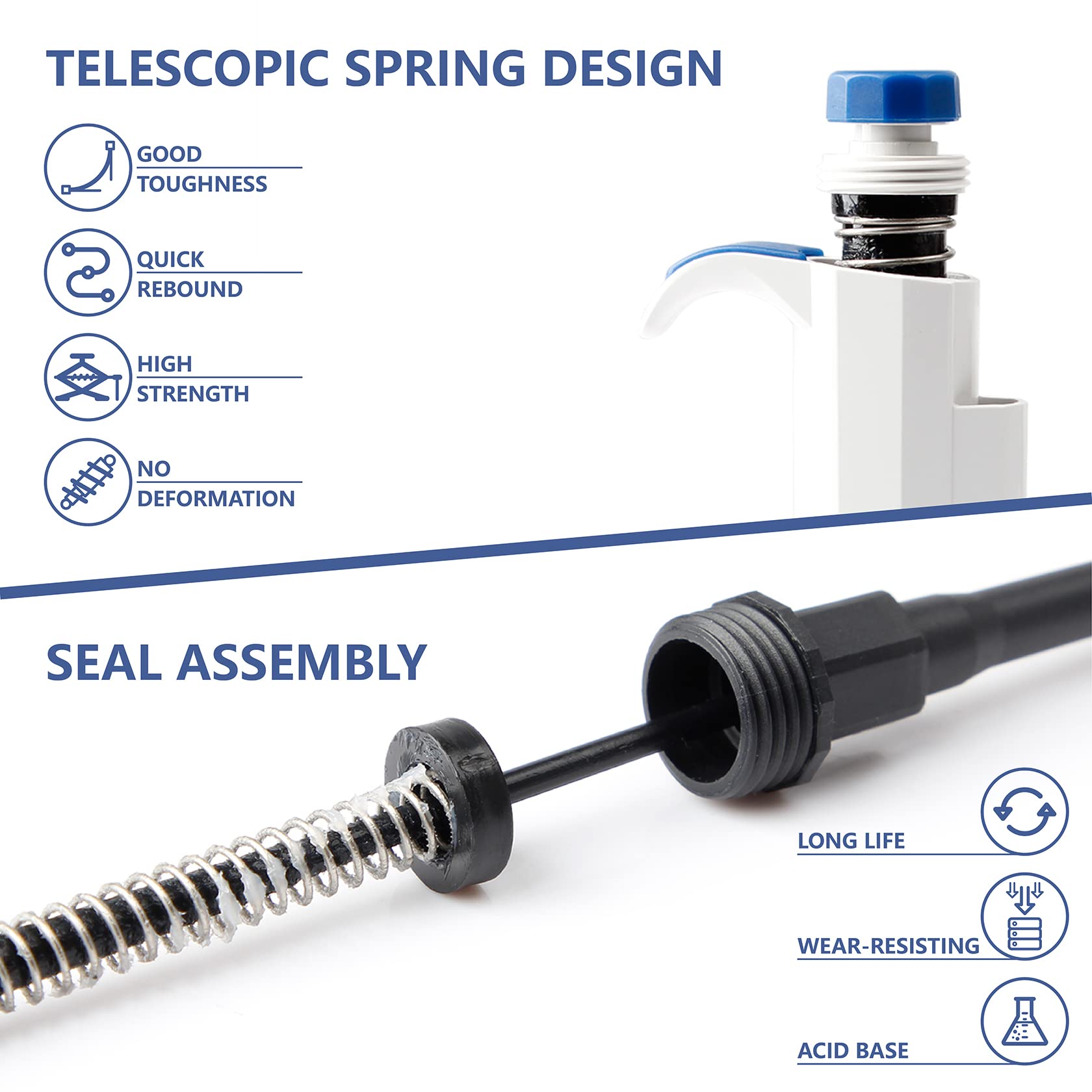 FOUR E'S SCIENTIFIC 100uL-1000uL High-Accurate Single-Channel Manual Adjustable Variable Volume Pipettes