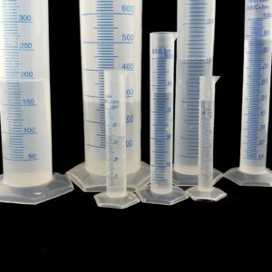 Plastic Transparent Blue Line Liquid Graduated Measuring Cylinder Lab Test Tube 10ml /25ml /50ml /100ml/ 250ml /500ml / 1000ml Pack Of 7