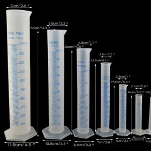 Plastic Transparent Blue Line Liquid Graduated Measuring Cylinder Lab Test Tube 10ml /25ml /50ml /100ml/ 250ml /500ml / 1000ml Pack Of 7