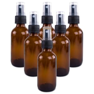 super z outlet 2 oz empty amber boston round glass bottles with fine mist sprayer dispensers (6 pack)