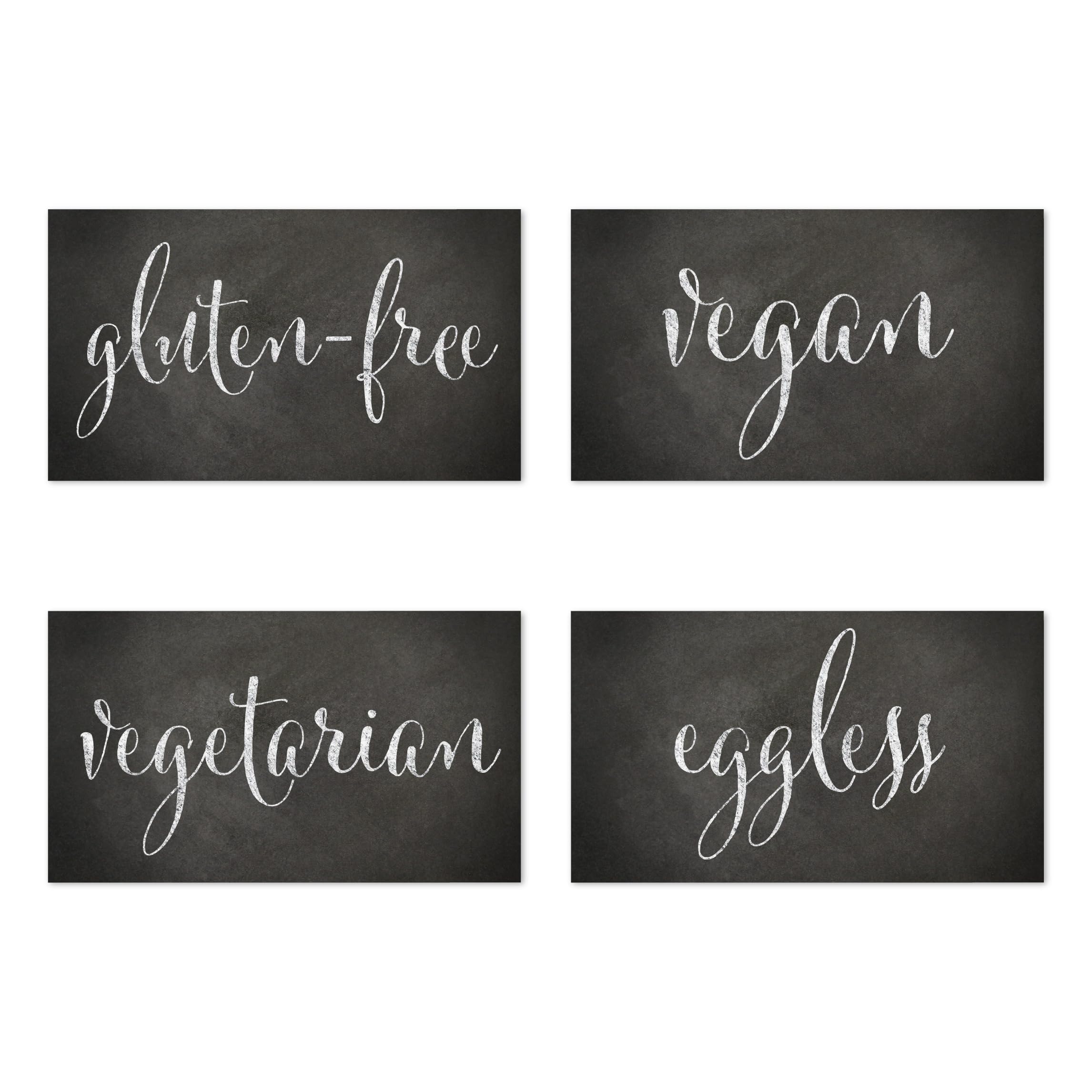 Andaz Press Food Station Buffet Table Tent Place Cards, Vintage Chalkboard Print, Vegan, Vegetarian, Gluten-Free, Eggless, 20-Pack, Place Cards for Table Settings School Graduation Food Cards