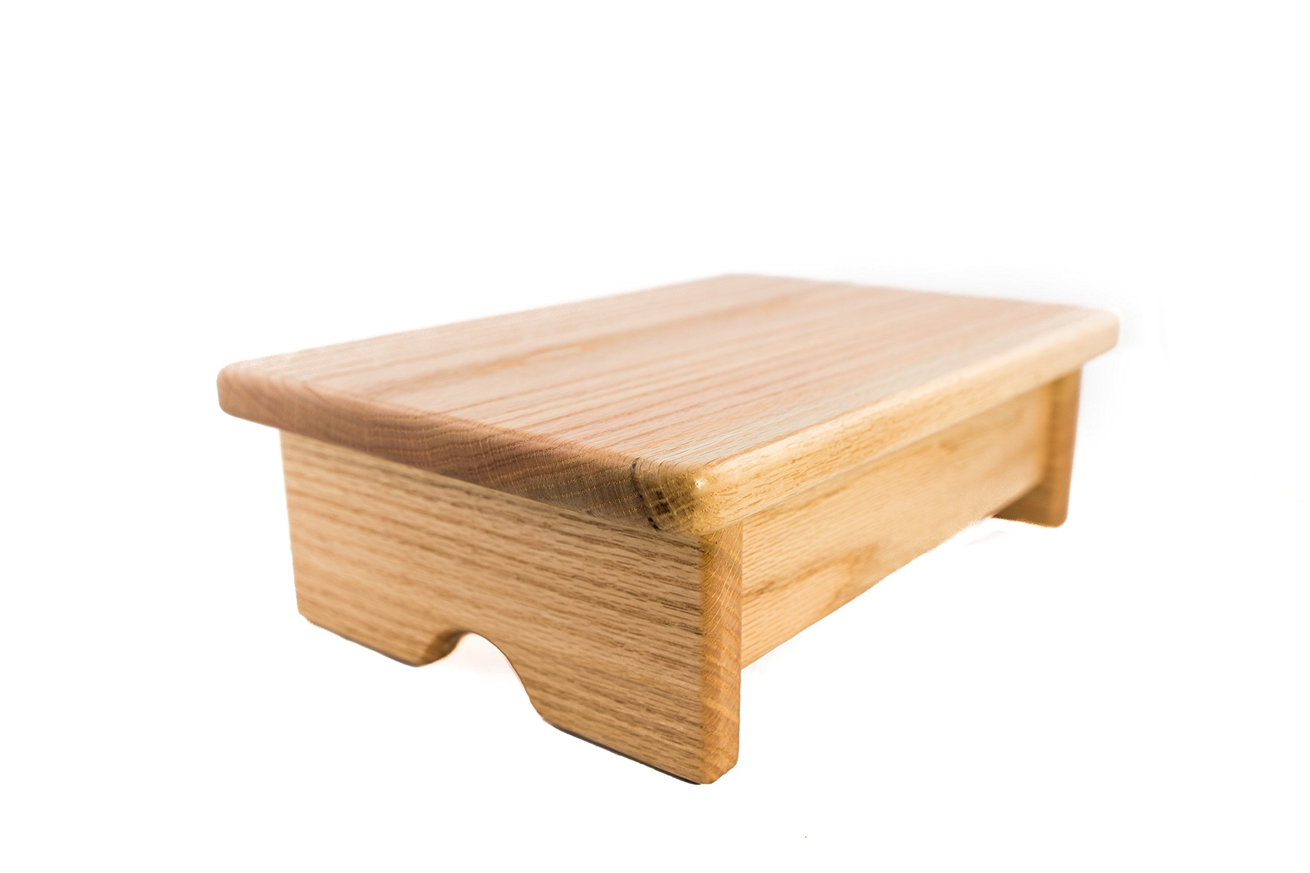 KR Ideas Foot Stool, 4" Tall, Oak, Clear Finish (Made in The USA)