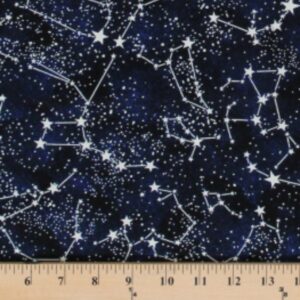 Timeless Treasures Cotton Glow in The Dark Constellations Stars Midnight Cotton Fabric Print by The Yard (Gail-CG2750)