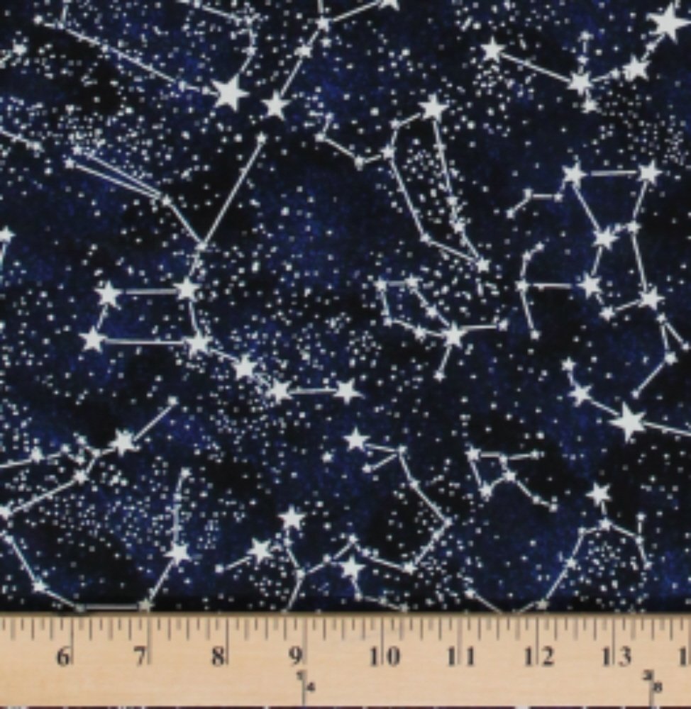 Timeless Treasures Cotton Glow in The Dark Constellations Stars Midnight Cotton Fabric Print by The Yard (Gail-CG2750)