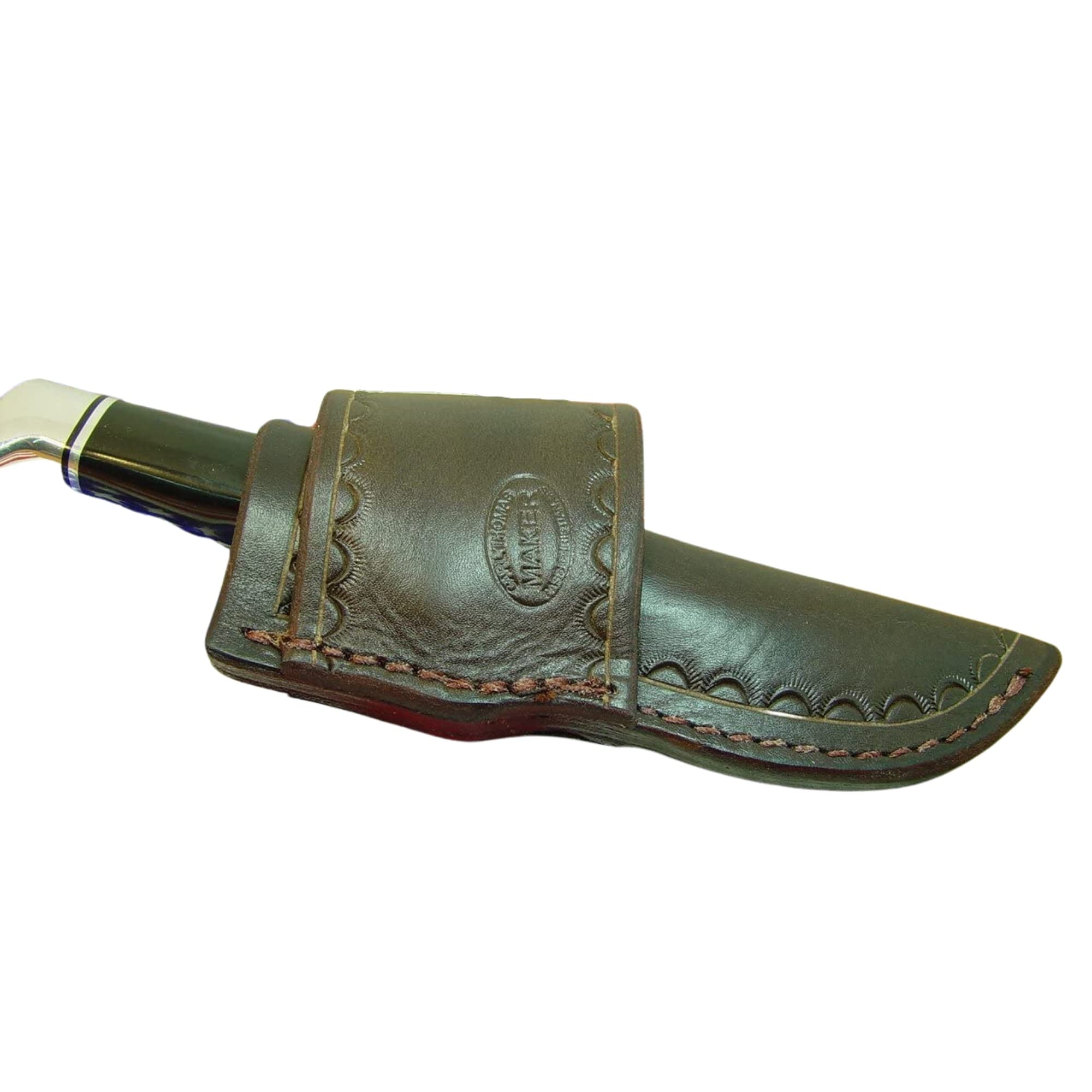 Cross Draw Knife Sheath for Buck 103 Knife, Leather Fixed Blade Knife Holder, Dyed Dark Brown