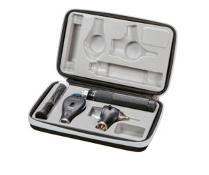 adc portable diagnostic set plug-in rechargeable, with standard otoscope and coax ophthalmoscope, xenon lamps, 3.5v, hard case, diagnostix 5410x, black