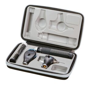 ADC Portable Diagnostic Set Plug-in Rechargeable, with Standard Otoscope and Coax Ophthalmoscope, Xenon Lamps, 3.5V, Hard Case, Diagnostix 5410X, Black