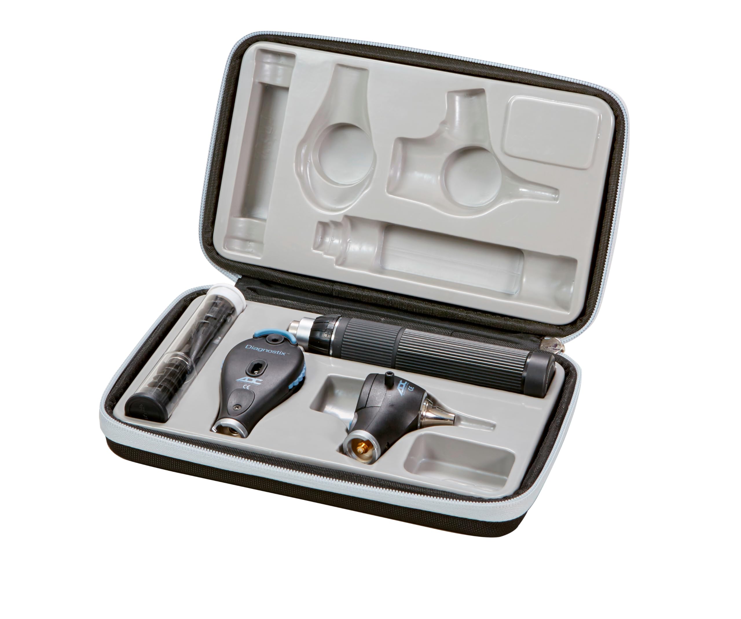 ADC Portable Diagnostic Set Plug-in Rechargeable, with Standard Otoscope and Coax Ophthalmoscope, Xenon Lamps, 3.5V, Hard Case, Diagnostix 5410X, Black