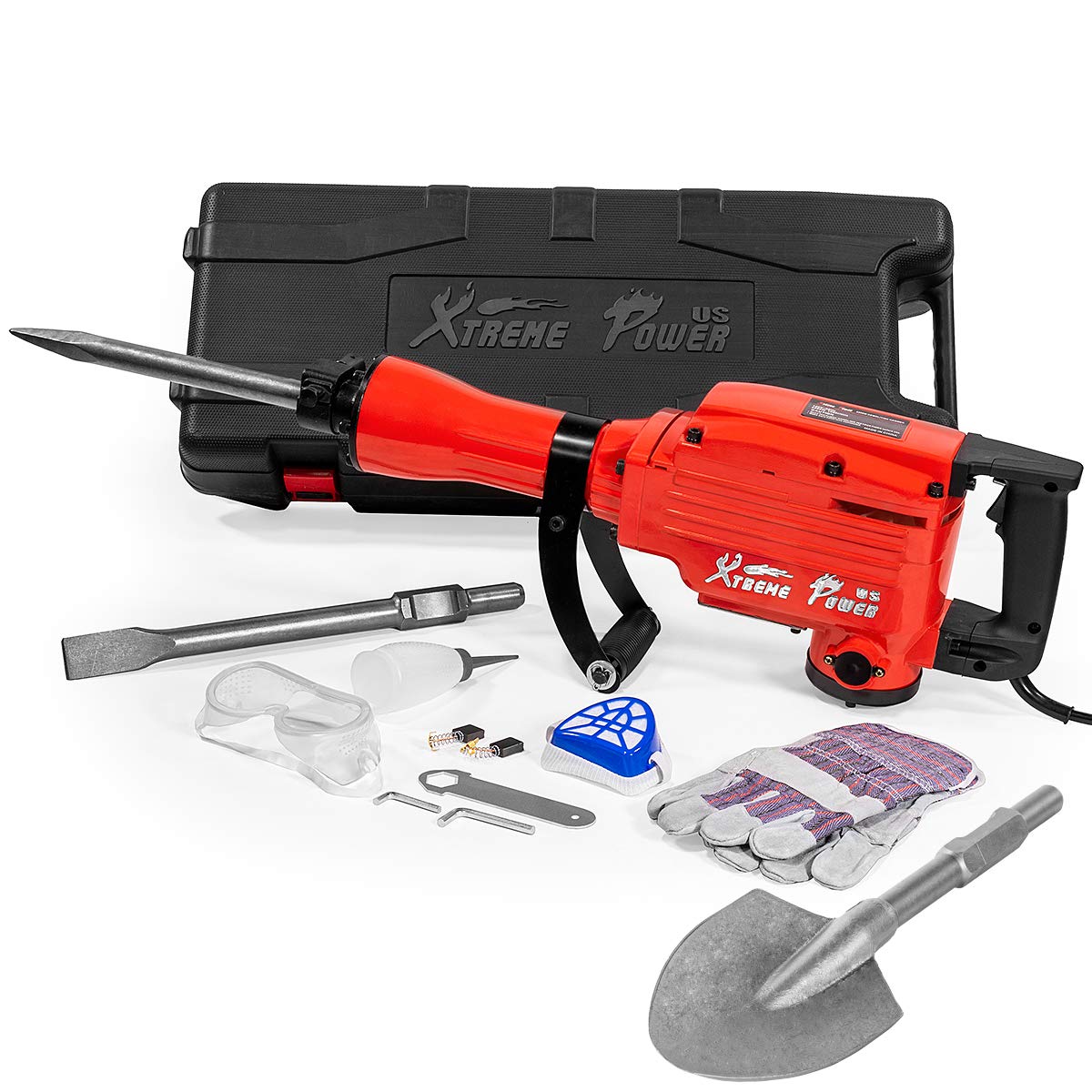 XtremepowerUS 2200W Electric Demolition Jack Hammer Concrete Breaker Punch Drill Chisel & Shovel Digging Bits w/Case