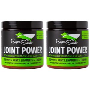 Super Snouts Joint Power 100% Green Lipped Mussels for Dogs & Cats - Dog Joint Supplement Powder Supports Joints, Tendons, Ligaments (2.64 oz, Pack of 2)