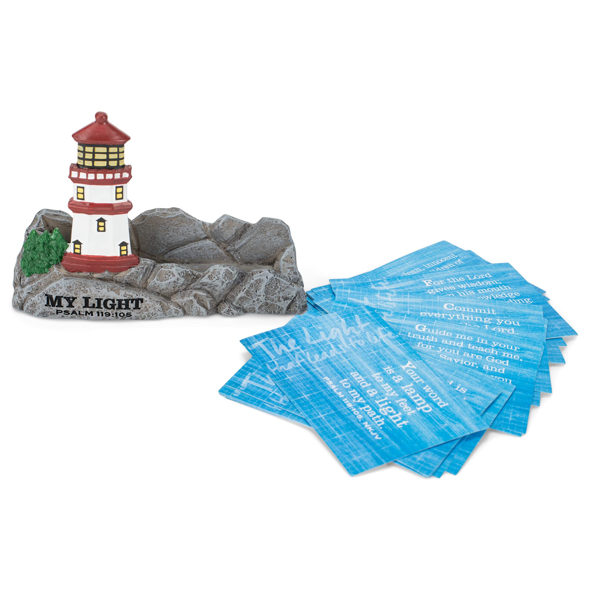 Lighthouse Christian Products Your Word is A Lamp to Guide Me Grey 4 x 5 Cast Stone Collectible Figurine