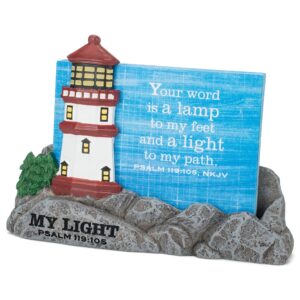 Lighthouse Christian Products Your Word is A Lamp to Guide Me Grey 4 x 5 Cast Stone Collectible Figurine