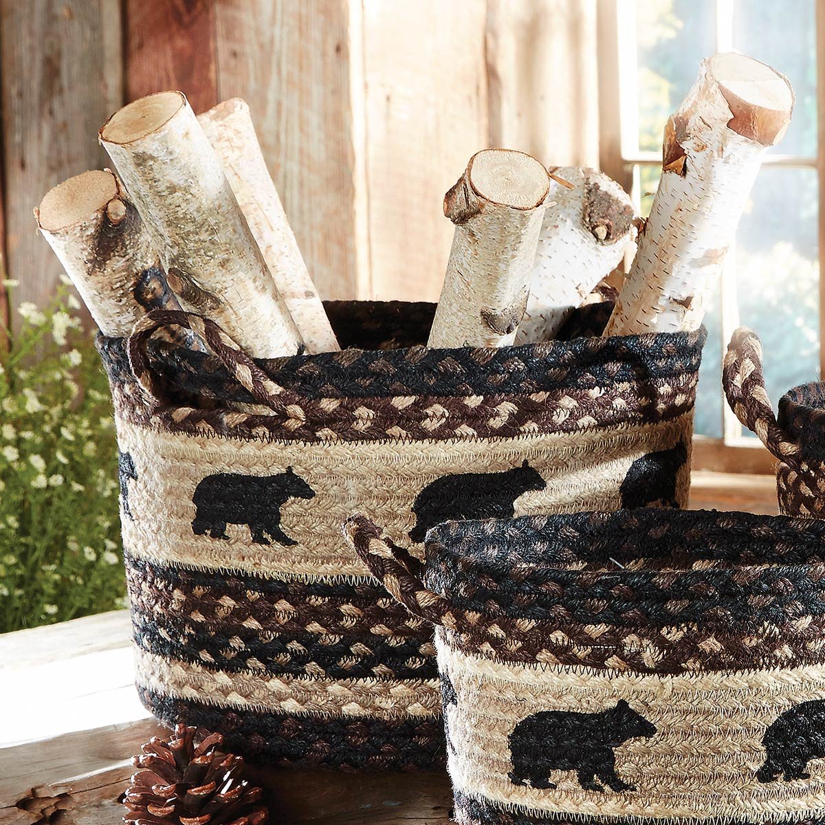 Black Bear Braided Utility Basket - Medium