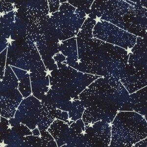 Timeless Treasures Cotton Glow in The Dark Constellations Stars Midnight Cotton Fabric Print by The Yard (Gail-CG2750)