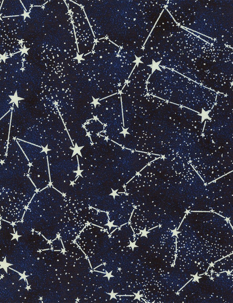 Timeless Treasures Cotton Glow in The Dark Constellations Stars Midnight Cotton Fabric Print by The Yard (Gail-CG2750)