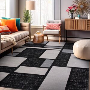 Rugshop Contemporary Modern Boxes Design Soft Indoor Area Rug 5'3" x 7'3" Gray