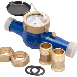 2 Inch Multi-Jet Brass Totalizing Water Meter with Pulse Output, Sealed Dry Dial, Internal Strainer, Horizontal Mount, for Non-Potable Water Systems, Max Pressure 150 PSI