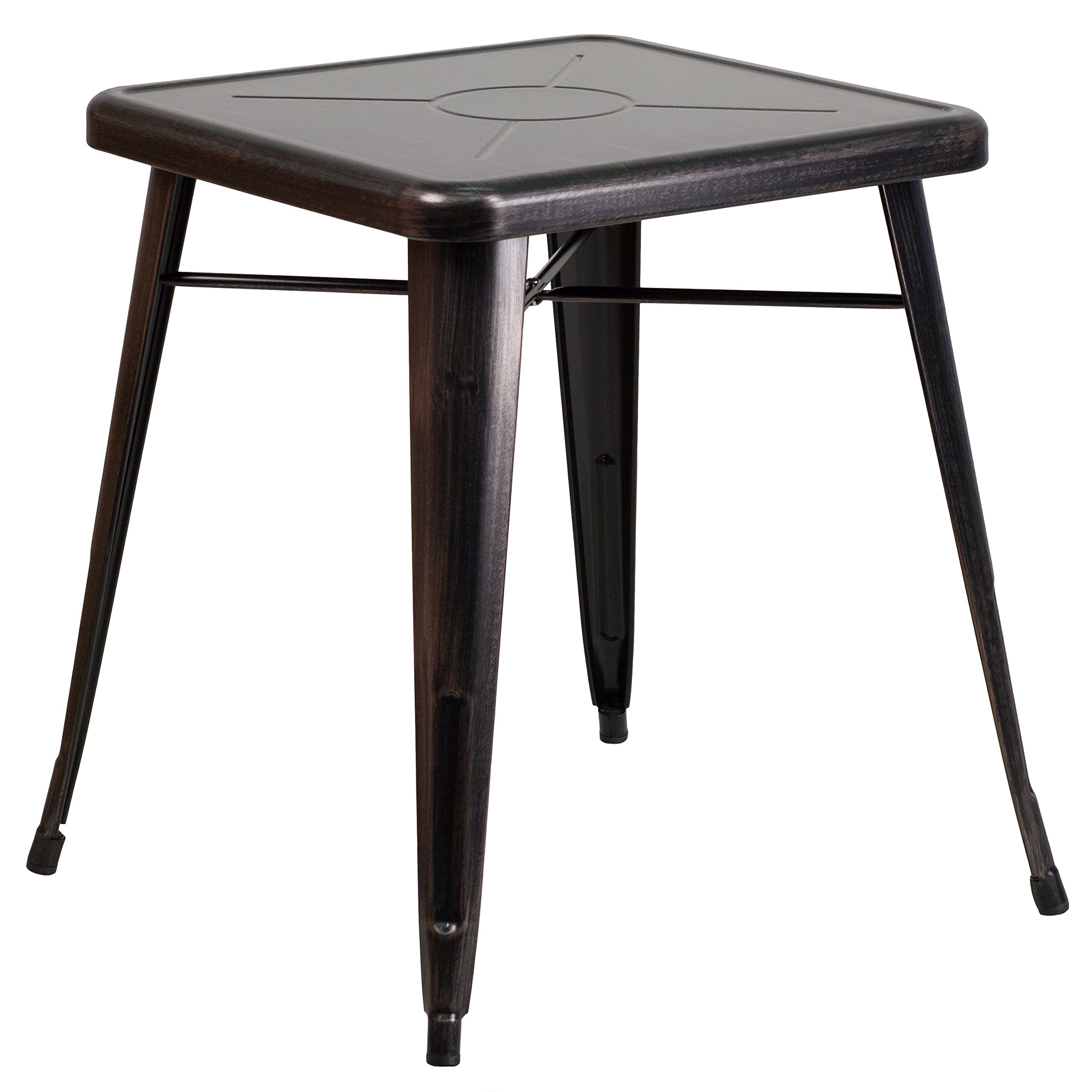 Flash Furniture Prince Commercial Grade 23.75" Square Black-Antique Gold Metal Indoor-Outdoor Table