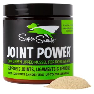 Super Snouts Joint Power 100% Green Lipped Mussels for Dogs & Cats - Dog Joint Supplement Powder Supports Joints, Tendons, Ligaments (2.64 oz, Pack of 2)