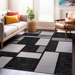 rugshop contemporary modern boxes design soft indoor area rug 5'3" x 7'3" gray