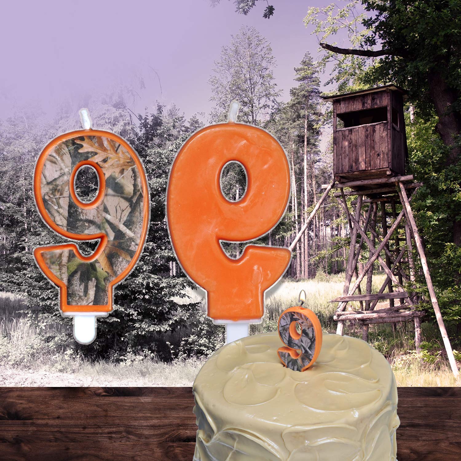 Camo Birthday 3 Inch Number "9" Nine Candle, Next Camo Party Collection by Havercamp