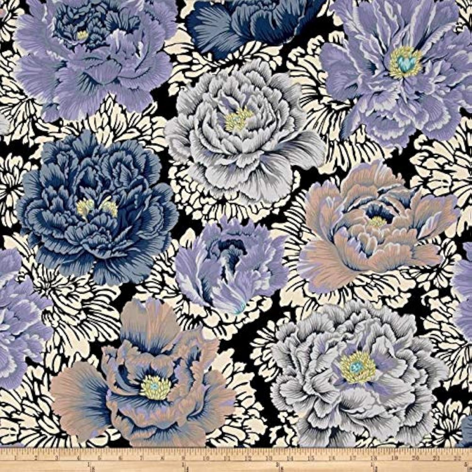 Kaffe Fassett Collective Brocade Peony Grey, Fabric by the Yard