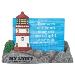 lighthouse christian products your word is a lamp to guide me grey 4 x 5 cast stone collectible figurine