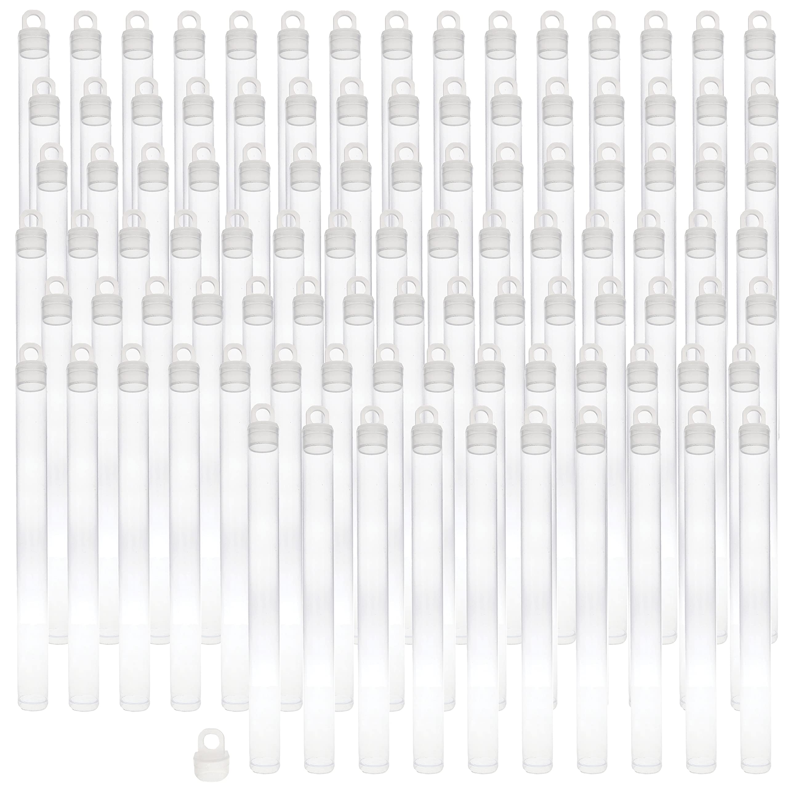 The Beadsmith Clear Plastic Tubes - 6-Inch-Long Round Tubes, 9/16 Inches in Diameter - Friction Hanging Caps - Use for Beads, Bath Salts, Wedding & Party Favors, Home or Office Storage - Bag of 100