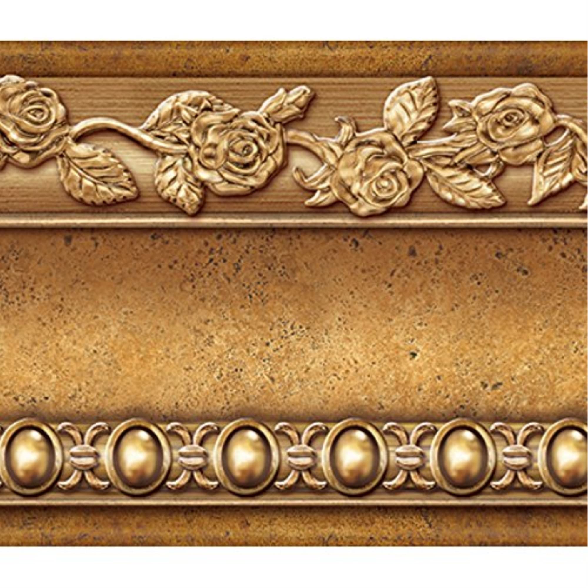 soikoi Flower Molding Peel and Stick Wall Border Easy to Apply (Gold Brown)