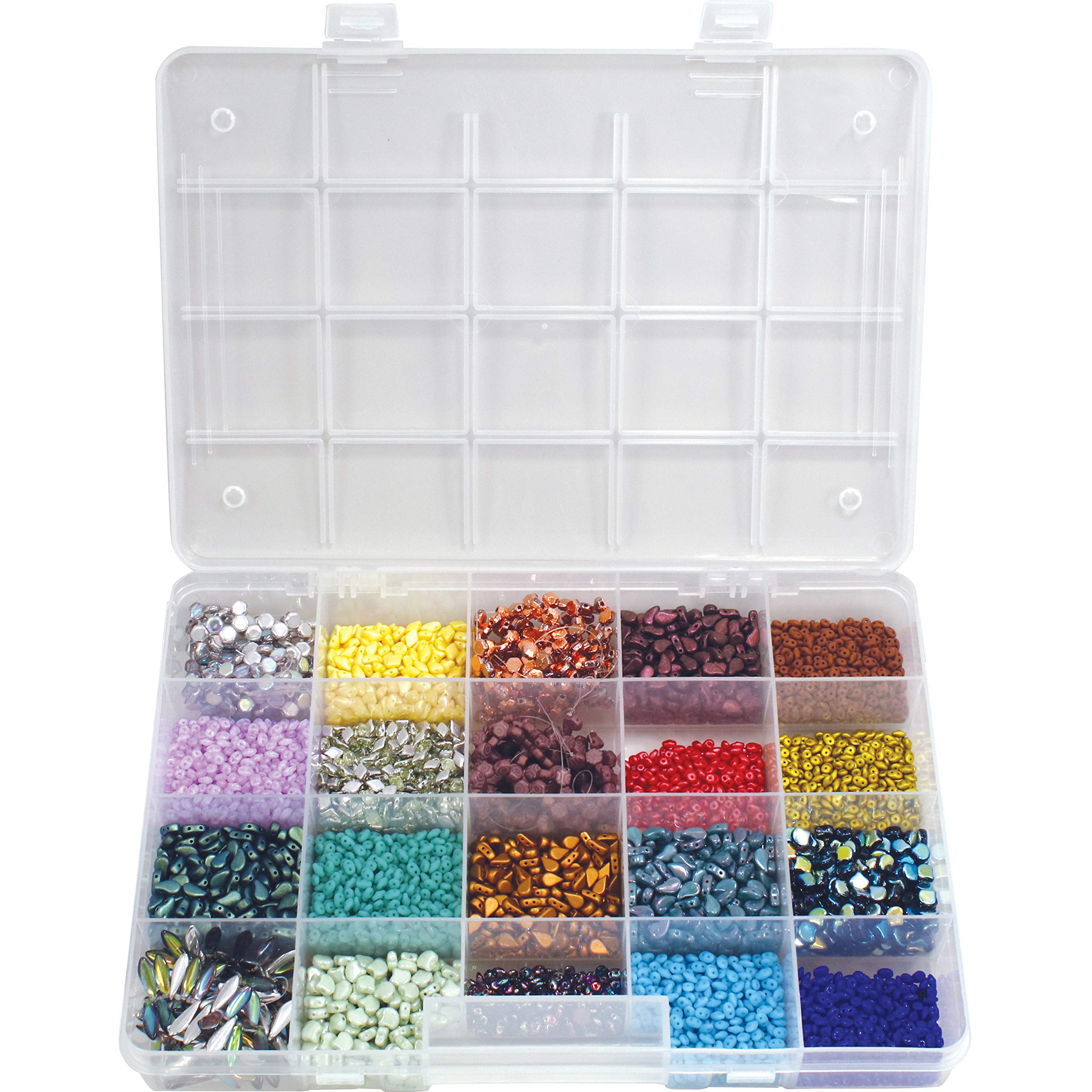 The Beadsmith Keeper Box - Medium Size - 10-3/4 x 7-1/2 inches, Storage Organizer with 20 compartments, Art Supply Organizers for Craft, Jewelry, Nail Art and More