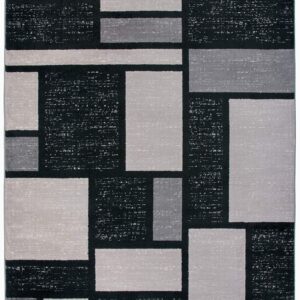 Rugshop Contemporary Modern Boxes Design Soft Indoor Area Rug 5'3" x 7'3" Gray