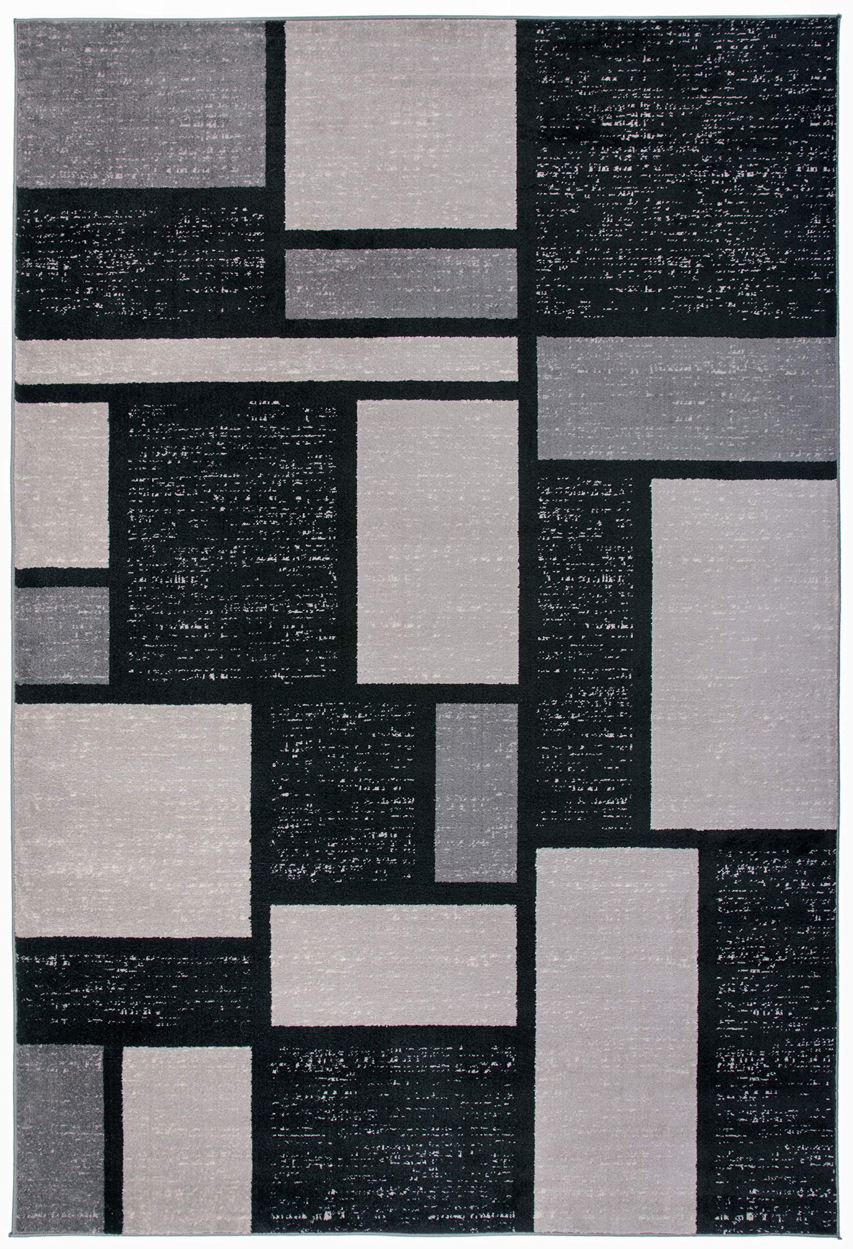 Rugshop Contemporary Modern Boxes Design Soft Indoor Area Rug 5'3" x 7'3" Gray