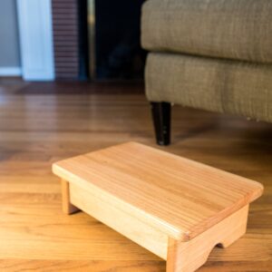 KR Ideas Foot Stool, 4" Tall, Oak, Clear Finish (Made in The USA)