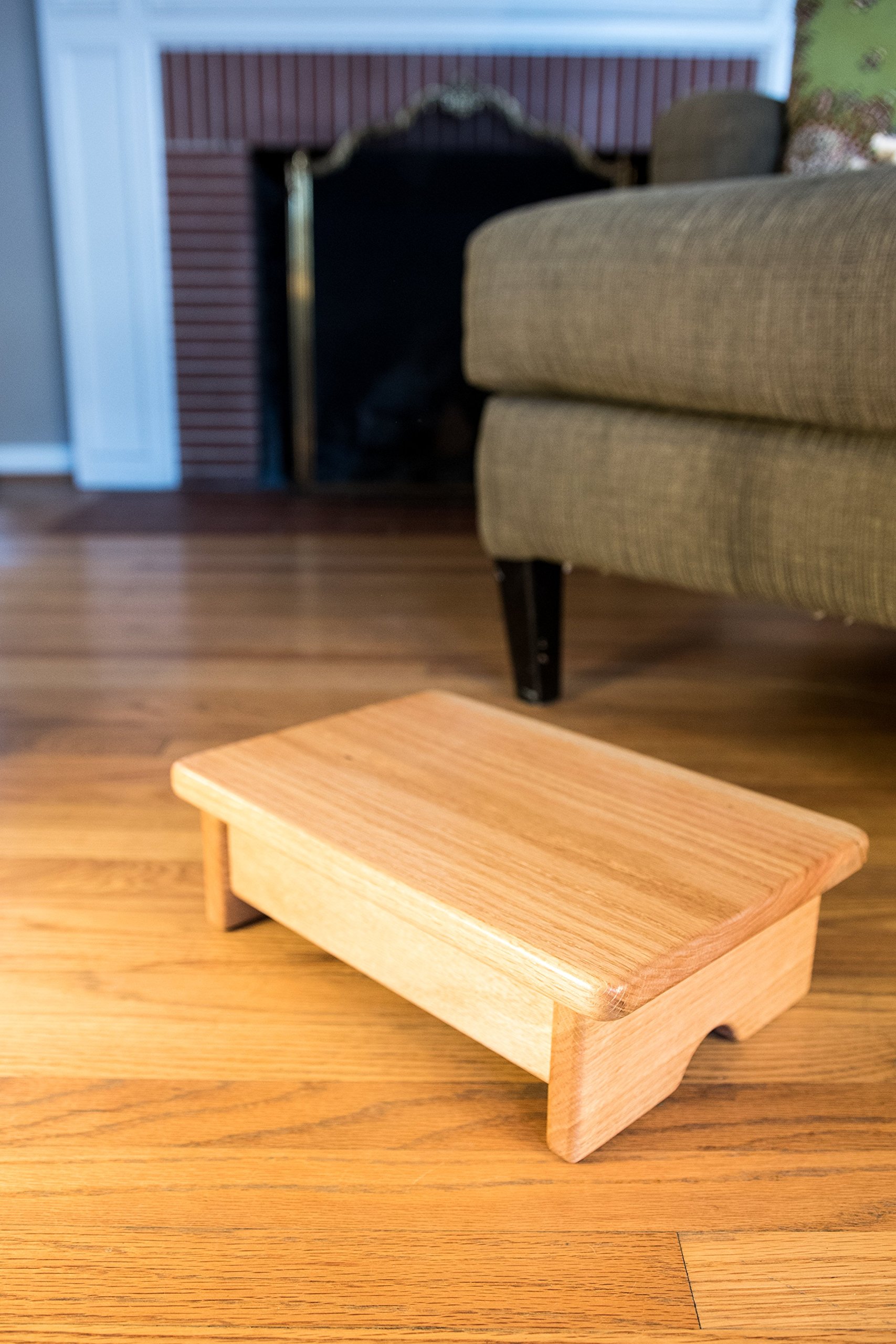 KR Ideas Foot Stool, 4" Tall, Oak, Clear Finish (Made in The USA)